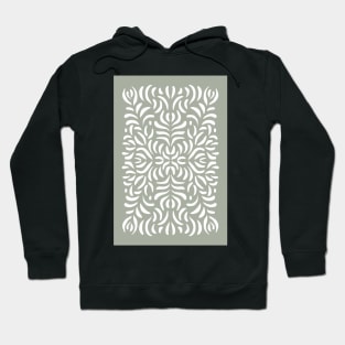 Sage green botanical line art pattern Hoodie